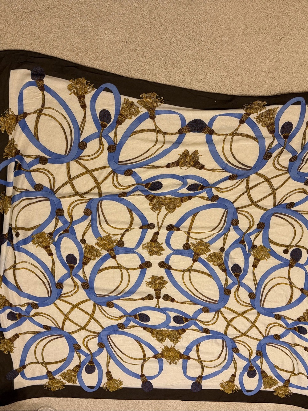 Blue and Cream Patterned Women's Scarf